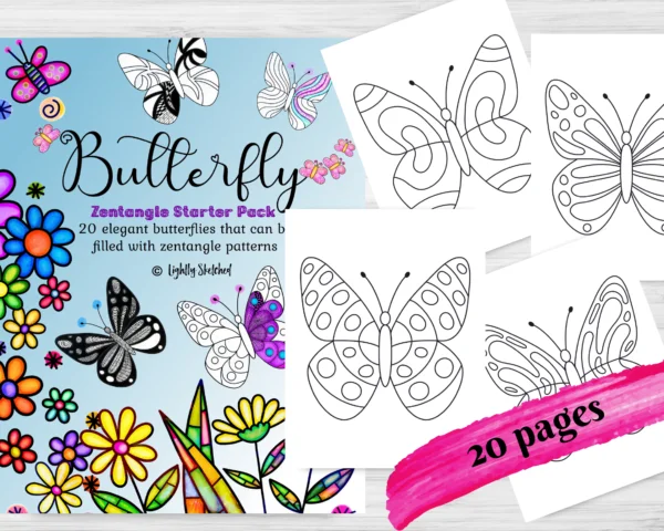 Butterfly Zentangle Starter Pack | Lightly Sketched