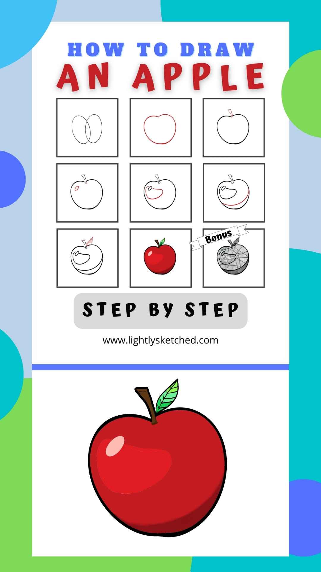 Apple sketch for kids 