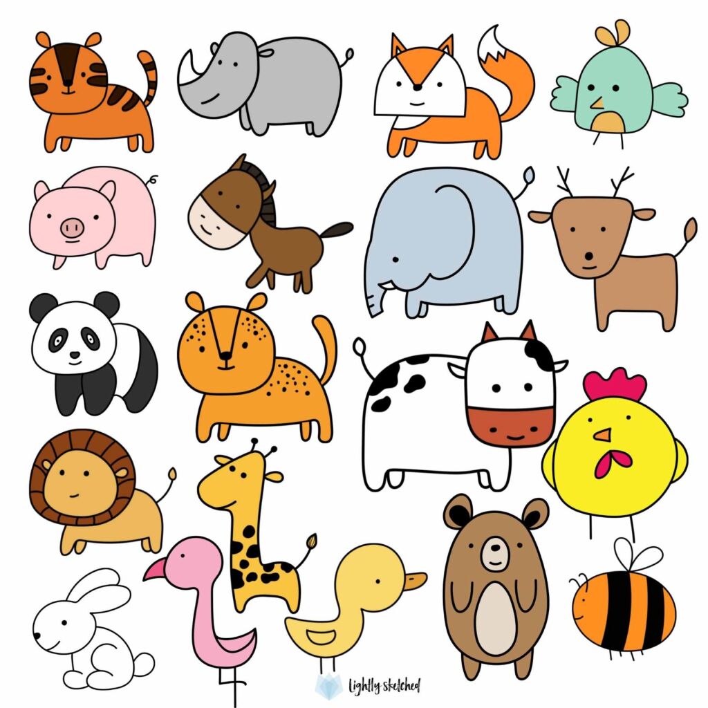 Doodle Art For Kids On Animals At Tanlangstonblog Blog