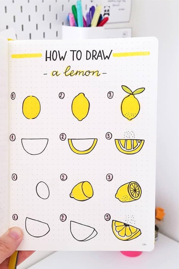How to draw a lemon