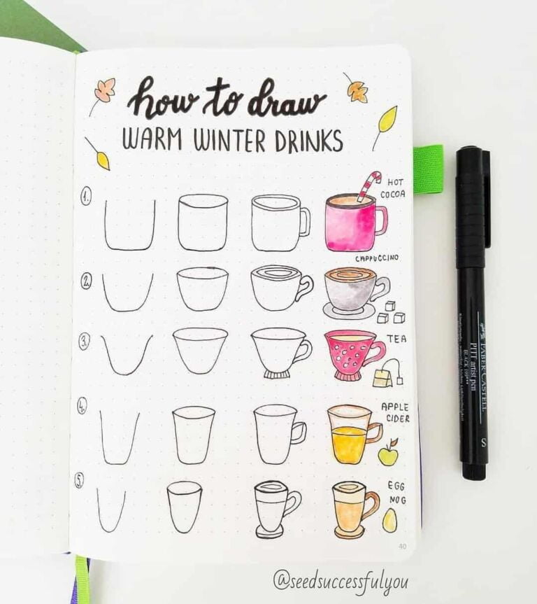 How to draw warm winter drinks