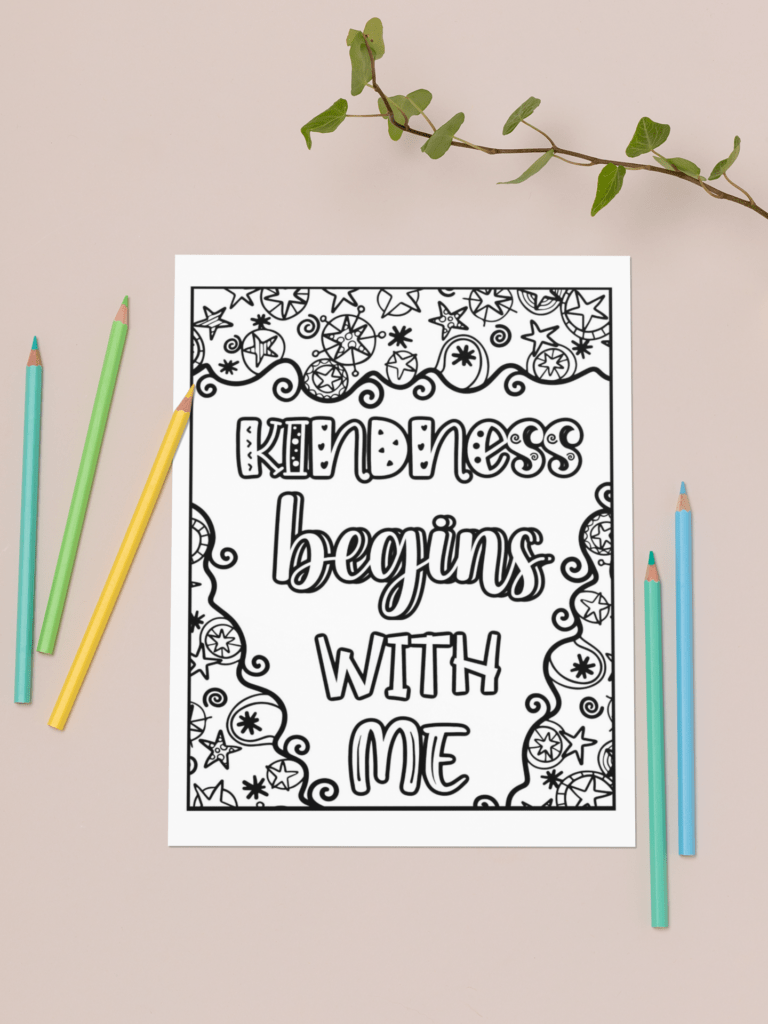 Kindness Begins with me Coloring Page