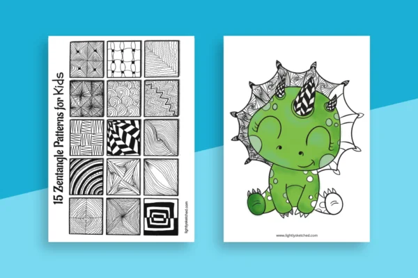Cute Baby Animals with zentangle patterns