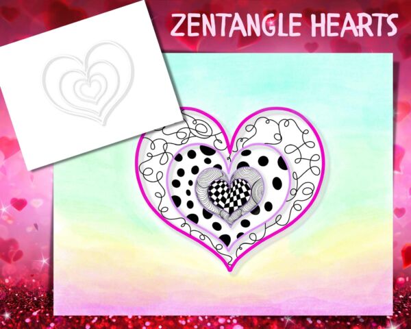 Zentangle Heart layered