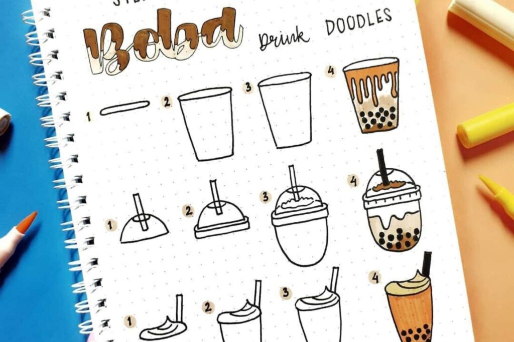 How to draw bubble tea