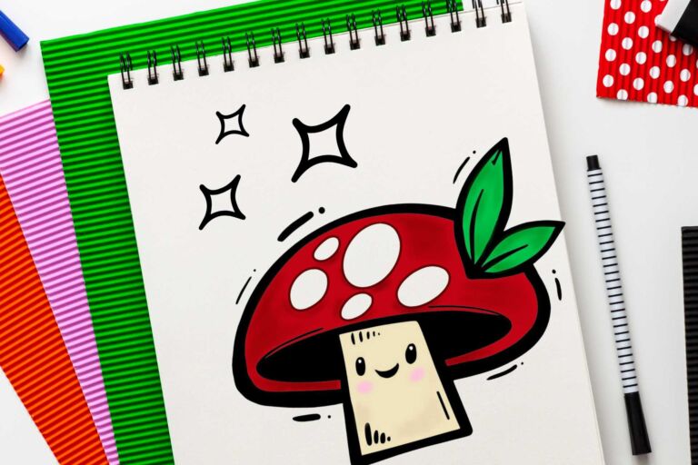 Instructions for drawing cute porcini mushrooms. Follow step by porcini  mushrooms. Worksheet for kid learning to draw mushrooms. Game for child  vector page. Scheme for drawing porcini mushrooms. 10930356 Vector Art at