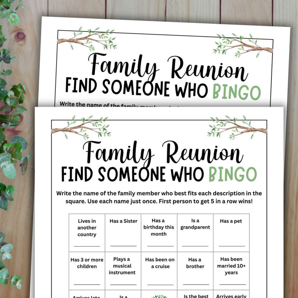 family reunion bingo