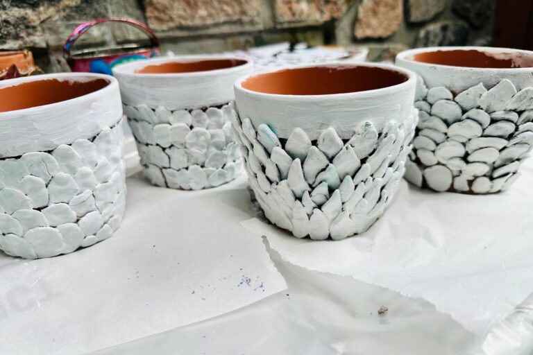 mermaid pots painted white