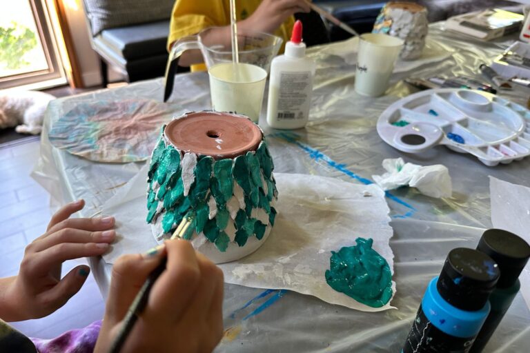 mermaid pot being painted