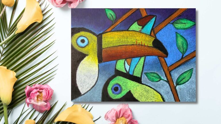 toucan oil pastel craft