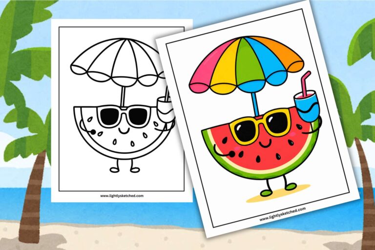 Cute watermelon coloring page