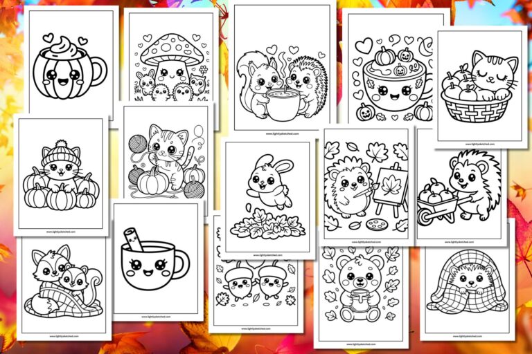 15 cute fall coloring pages