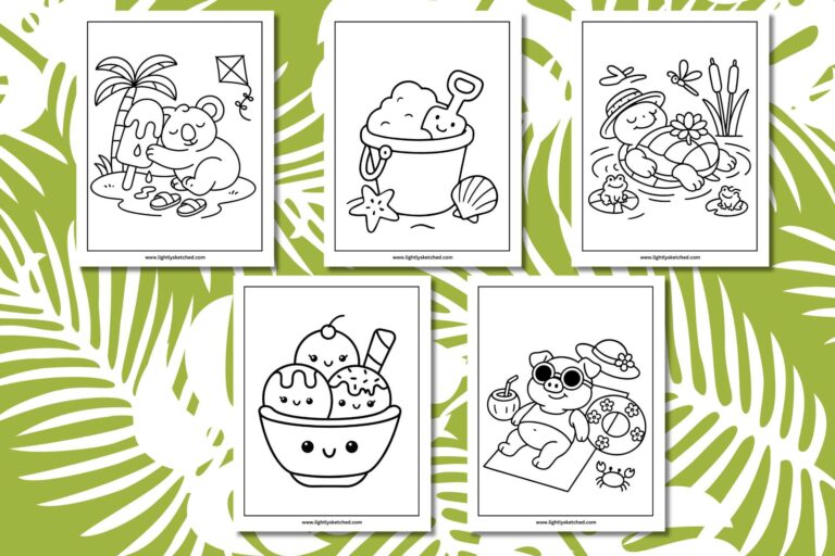 5 summer coloring pages