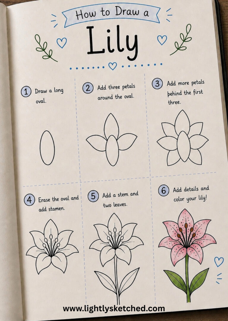 How to draw a lily step by step with an easy floral doodle tutorial.