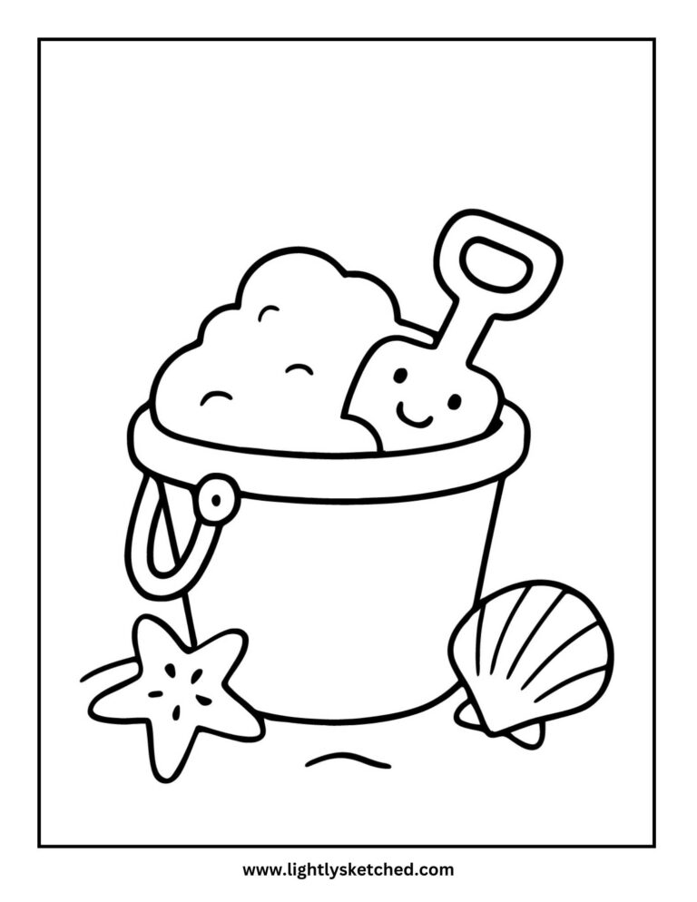 cute Bucket with Sand coloring page