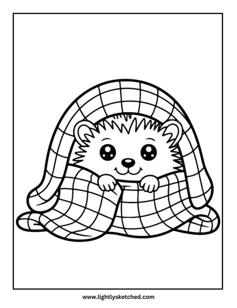 Cozy Hedgehog Coloring Page
