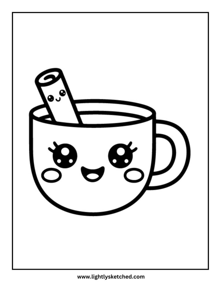 Cute Hot Cocoa Coloring Page