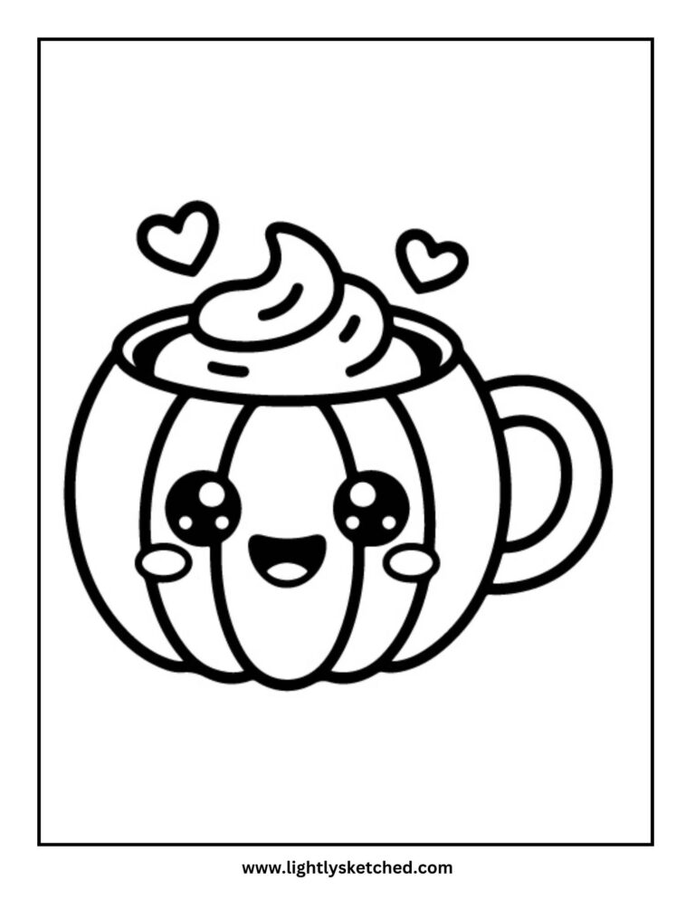 Cute Pumpkin Spice Latte Coloring Page