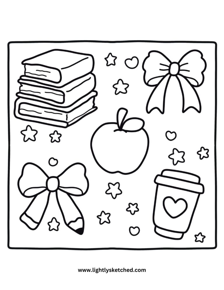 Cute School Supplies Coloring Sheet