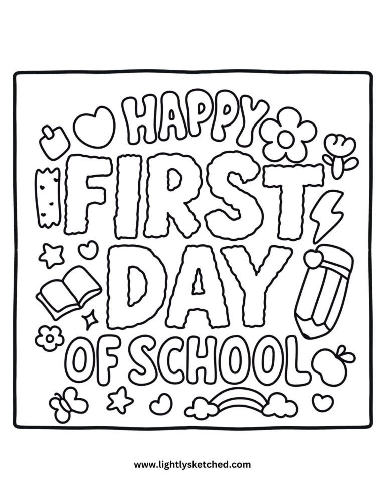 Happy First Day of School Coloring Page