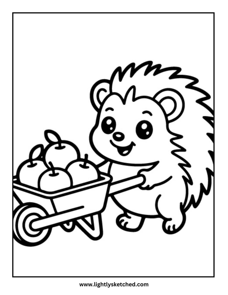 Hedgehog Fall Coloring Page