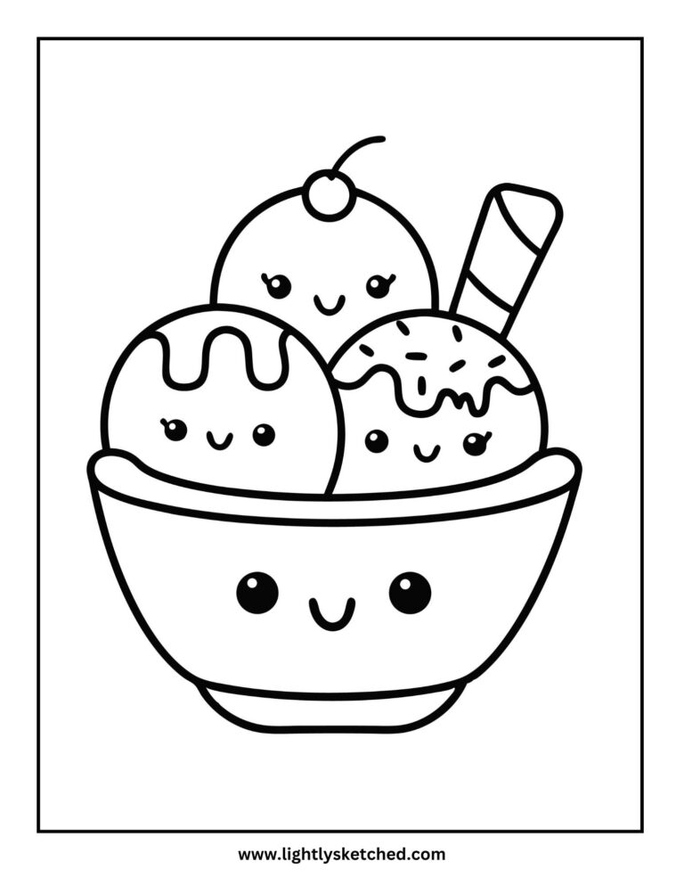 Ice cream sundae coloring page
