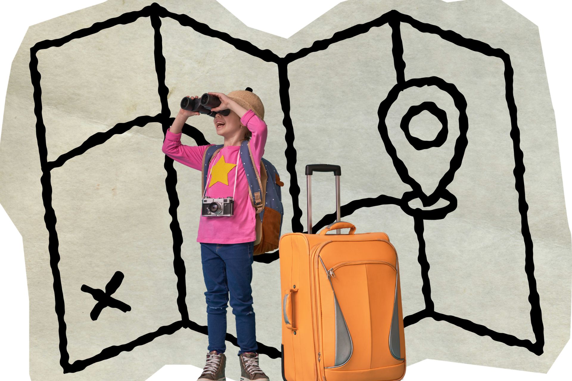 Child with suitcase travelling