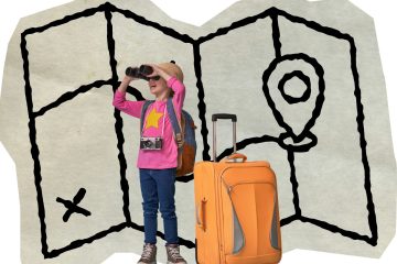Child with suitcase travelling